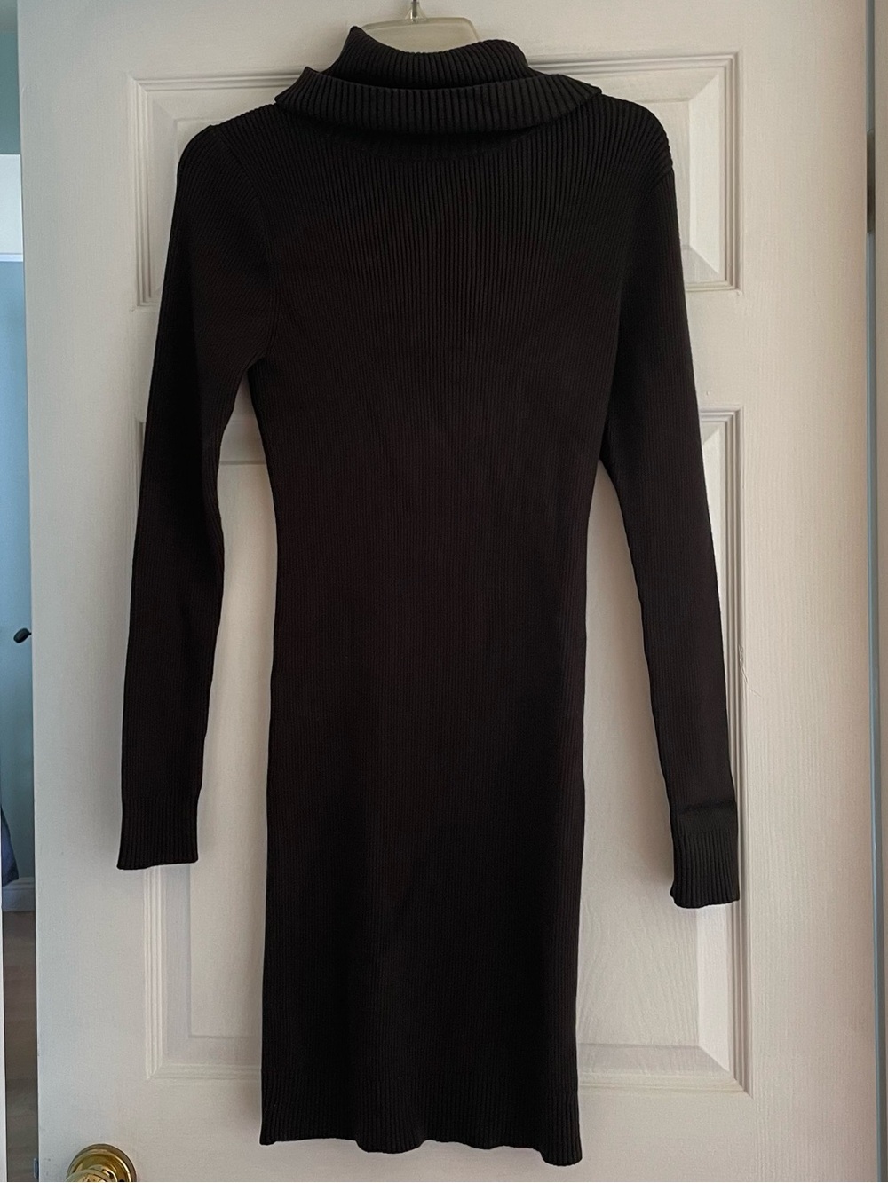 Aritizia Babaton the Group Ribbed Turtleneck Dress in Dark Brown